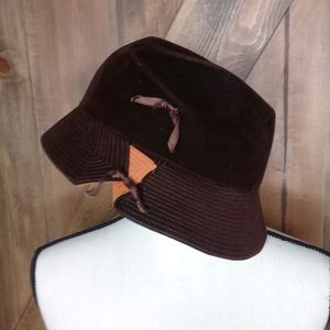 Vintage Christine Original Brown Orange Velour Felt Bucket Hat France Made